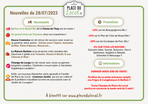 Nouvelle du 28/07/2023 -  Dernier week-end de vente avant les vacances... -5% SUR DE NOMBREUX RAYONS !!